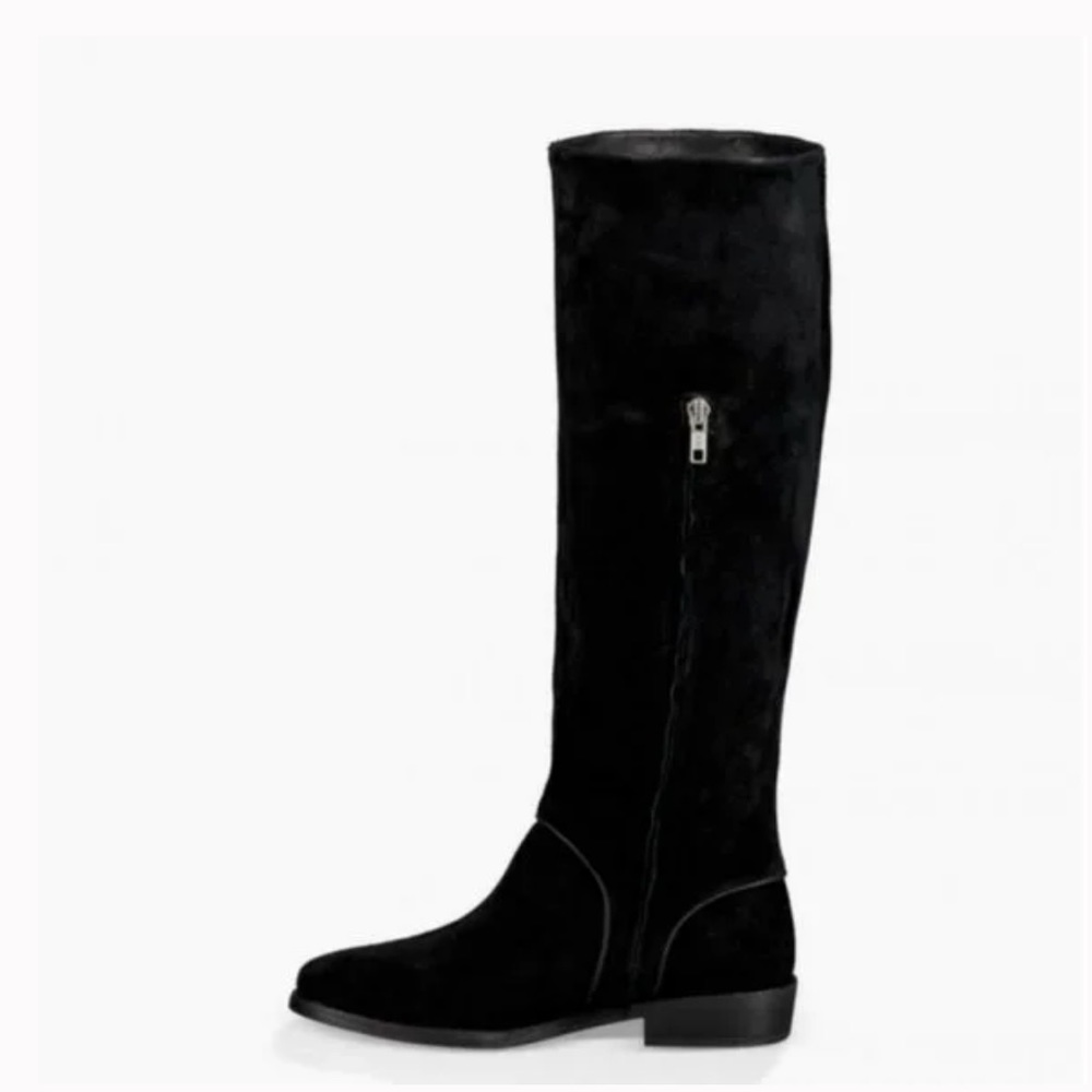 UGG Gracen Black Suede Tall Riding Zipper Boots - Picture 11 of 12